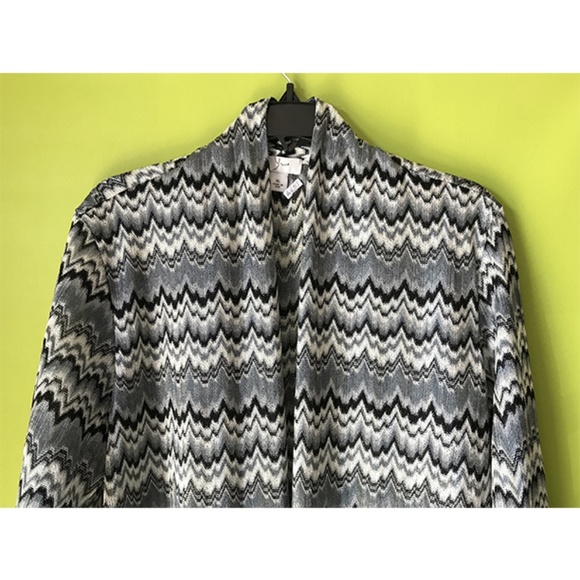 Yvos Open Front Wave Striped Knit Cardigan XL - Picture 3 of 8